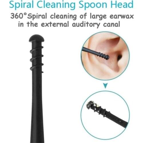 Silicone Sipral Earpick Double Sided Ear Wax Curette Remover Cleaner Spoon Brush U2JD