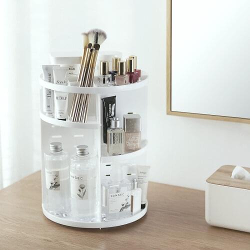 [Video] Fashion 360-degree Rotating Makeup Organizer Box Brush Holder Jewelry Organizer Case Jewelry Makeup Cosmetic Storage Box