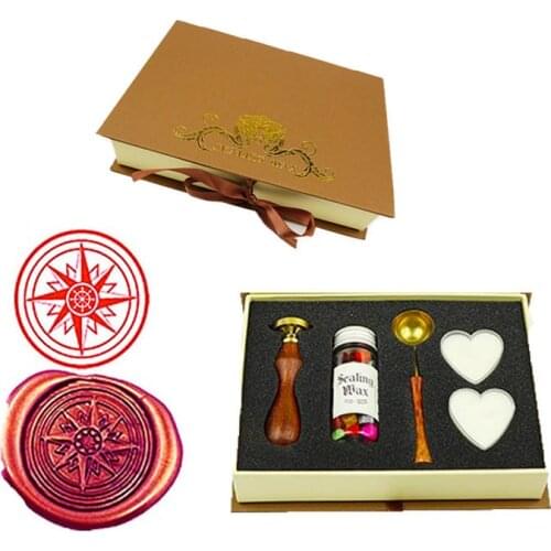 Compass picture Vintage Wax Seal Stamp Sticks Melting Spoons Candles Set Sealing Wax