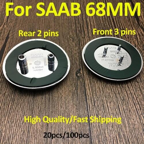 High Quality 68mm 3 pins 2 pins Car Front Hood Bonnet Badge Car Rear Boot Truck Auto Accessory For saab 9-3 9-5 93 95 BJ SCS