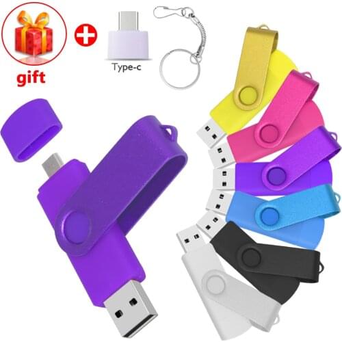 High Speed OTG Usb Flash Drive Metal Pen Drive 8GB 16GB 32GB 64GB 128GB 256GB Pendrive 2 in 1 Dual Plug Micro USB Stick