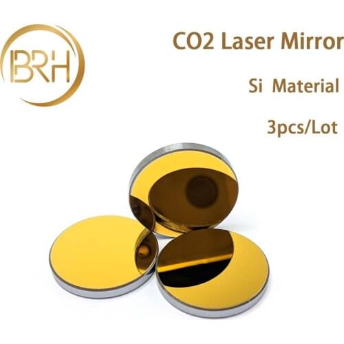 BRH 3pcs/Lot Si Mirror Dia. 19 20 25 30 38.1 mm Gold-Plated Silicon for CO2 Laser Engraving Cutting Machine