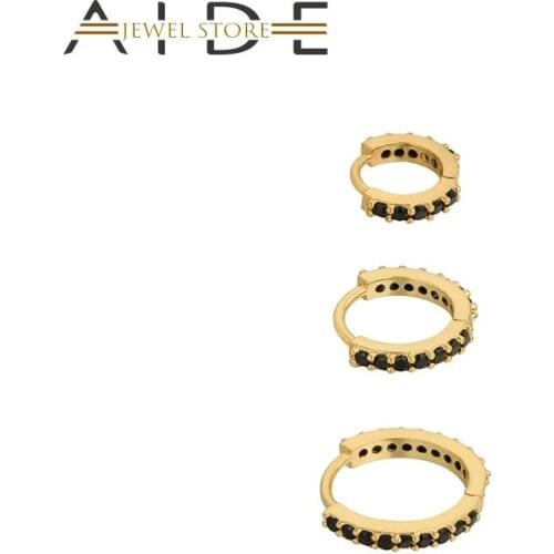 Aide 925 Sterling Silver Rould Circle Hoop Earring for Women pendientes plata 925 orecchini donna 6mm 8mm 10mm Gothic Jewelry