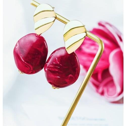 ZWC Fashion Hot Vintage Simple Drop Earrings For Women Party Acrylic New Personality Geometric Red Earrings Wholesale