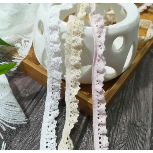 1Yards High Quality Lace Fabric Sewing Supplies Ribbon Cotton Elastic Lace Ribbon Elastic Lace Trim encajes dentelle noire T16