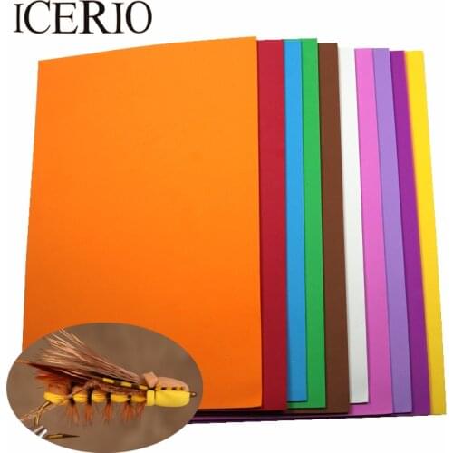 ICERIO 10PCS/Pack Random Color 2mm*20cm*30cm EVA Fly Tying Foam Sheets Paper Ant Beetle Caddis Fly Tying Material