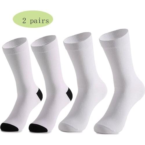 2 Pairs White Running Socks Cotton Towel Absorb Sweat Sport Sock for Men Sportswear Breathable Walking Football Socks