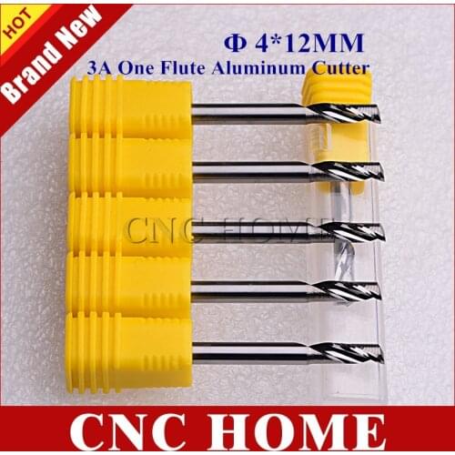 5pcs 4mm*12mm Import Solid Carbide One Flute Milling Cutter, Aluminium Cutting Tools CNC Router Bits for Aluminum Alloy Copper