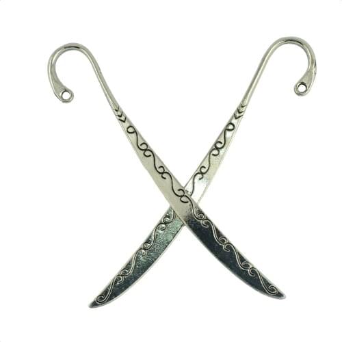 6pcs Plated Smooth Hook Bookmark with Loop Findings Jewelry Making Charms