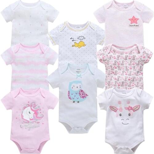 8PCS Infant Baby Girls Bodysuit Unisex Rompers Short Sleeve Baby Clothing One Piece Summer Baby Clothes Girl and Boy Jumpsuits