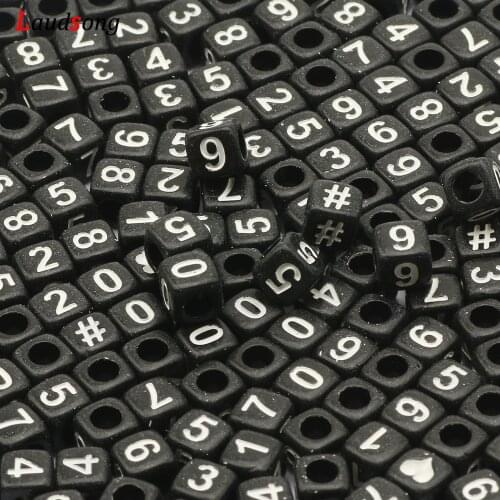 100-500Pcs 6mm Black Square Mixed Number Heart Letter Acrylic Beads For Jewelry Making Handmade Diy Bracelet Necklace