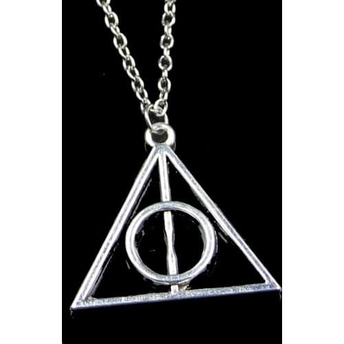 20pcs 32mm Deathly Hallows Necklace Short Long DIY Handmade Pendant Necklace Women Men Fashion Jewelry Gift