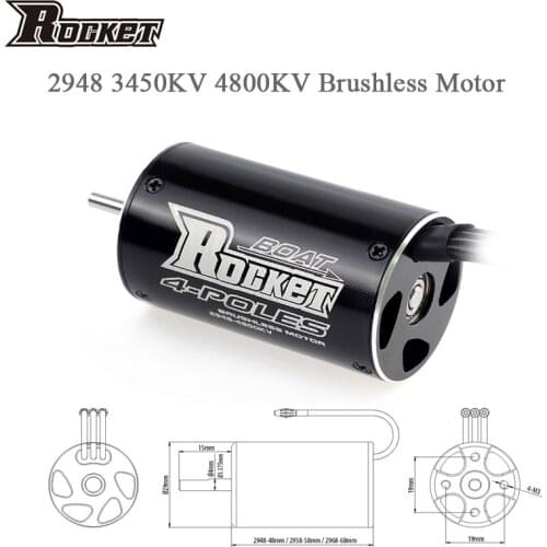Surpass Hobby Rocket 2948 3450KV 4800KV 4 Poles Brushless Waterproof Motor for Blast Feilun FT011 600-800mm RC Boat Car