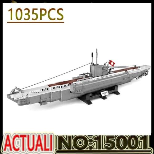 Hot 1035PCS Military Ship Toys MOC U48 Submarine Model Cruise Line Ships Building Block Bricks Kids Christmas Gifts PG15001