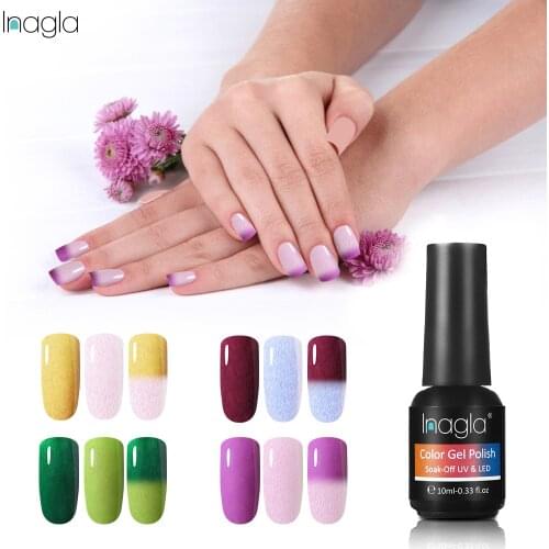 Inagla 10ml Temperature Color-Changing Furcoat Gel Polish Base Top Coat 12 Colors Manicure Varnish DIY Nail Art Decoration