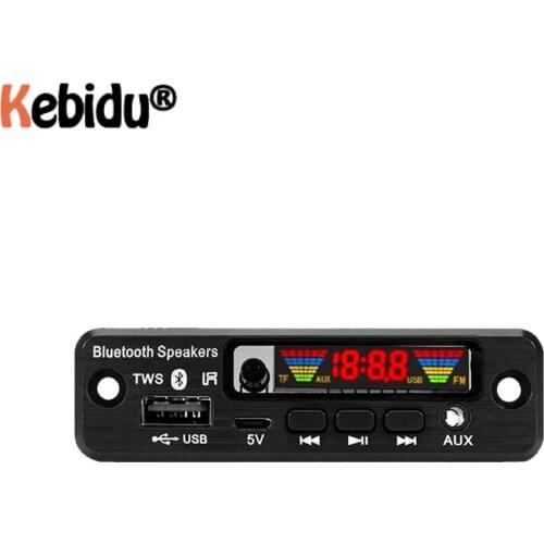KEBIDU 5V MP3 WMA WAV Decoder Board Bluetooth5.0 Wireless Audio Module Color Screen USB AUX TF FM Radio For Car accessories