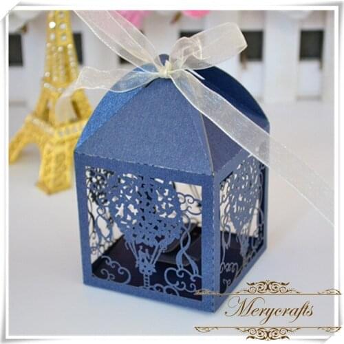 Laser cut wedding favor box hot air balloon design gift box matching with MR057 invitation card