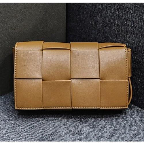 Tofu Small Bag For Wome 2021 Genuine Leather Women Mini Bag Woven Shoulder Bag Cowhide Messenger Bag Women Waist Bag Chest Bag