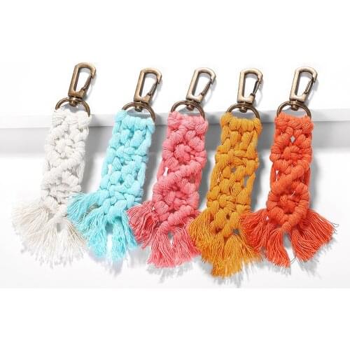 Miwens Hawaii Tassel Keychains for Women Boho key Holder Keyring Macrame Bag Charm Jewelry Gift for Friends Drop Shipping