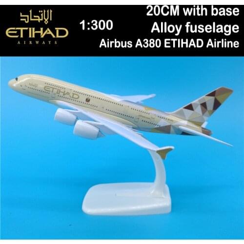 20CM 1:300 Airbus A380 ETIHAD Airlines Airplanes Plane Aircraft Alloy Model Toy Kids Children Adult Airliner Collection Display