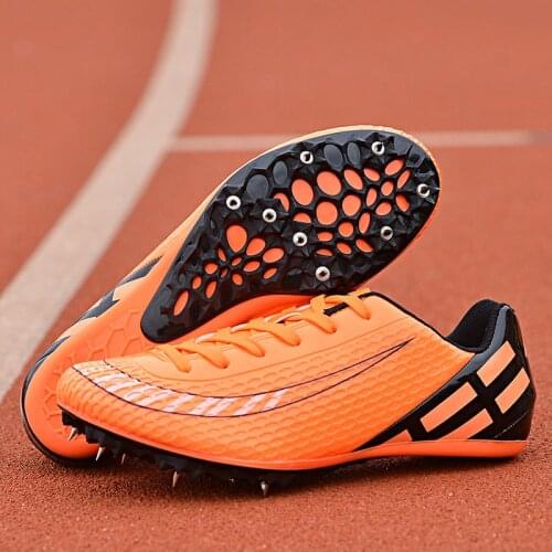 Mens track and field shoes professional shock sprint shoes solid wear running shoes lightweight sprint shoes spike shoes