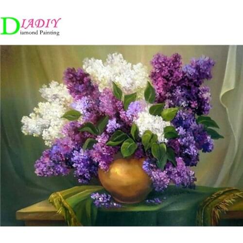 DIADIY 5D DIY Diamond Painting Flower Cross Stitch Kit Mosaic Diamond Embroidery Rose Full Square Drill Home Decoration