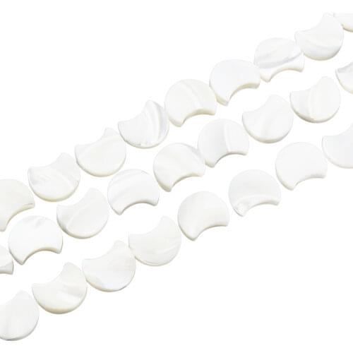 1Strand Natural White Moon Shell Beads Strands Mother of Pearl Shell Beads For jewelry making DIY Accessories, 34 pcs/strand