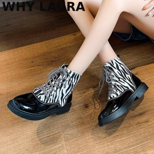 2021 new fashion winter womens boots warm thick sole ankle lacing boots ankle womens casual striped boots round head boots