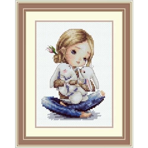 New Product Series Fishxx Cross Stitch Kits E1128 The Girl Holding the Bunny