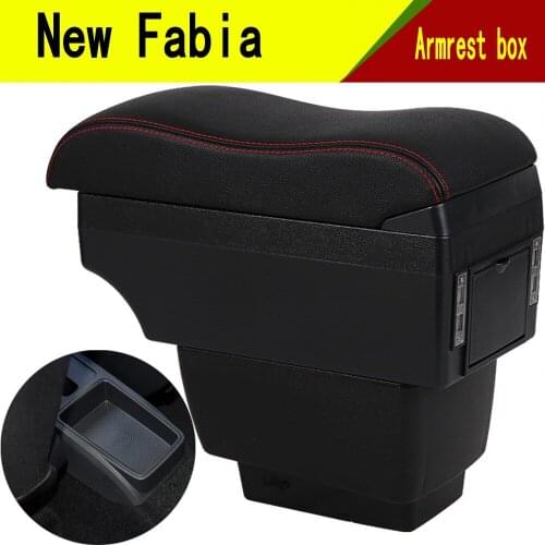 For New Fabia armrest box central Store content Storage Fabia 3 mk3 armrest box with cup holder phone holder USB