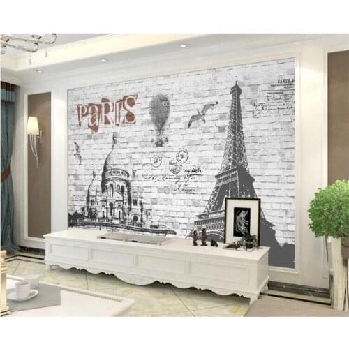 Custom wallpaper 3d murals paris brick wall TV background wall living room bedroom hotel restaurant papel de parede Home