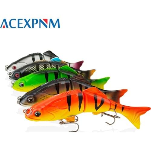ACEXPNM Fishing Bass Lure 3 Segment Artificial Bait Multi Jointed Lifelike Swimbait Hard Cranbait With 2# Treble Hooks 15cm 50g
