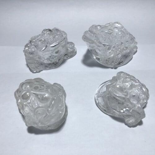 Clear quartz Golden Toad Feng Shui Chakra Healing Reiki Quartz Stone Home Decoration Stone Handicraft Decoration Carvings