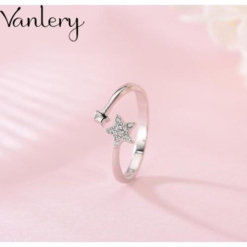 Romantic Charming Open Crystal Star Ring for Women Vintage Boho Party Rings Gothic Punk Jewelry Gifts for Girls