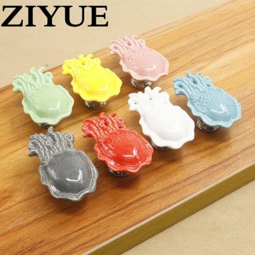 2PCS/Lot Children Room Cartoon Handles Ceramic Octopuses Drawer Knobs Modern Handles