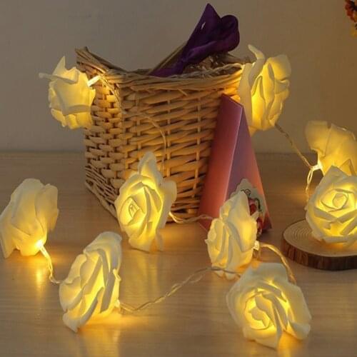 Led fairy string 5m 20 rose flower light christmas lamp tree festival holiday decor wedding lights garland garden 220V 110V