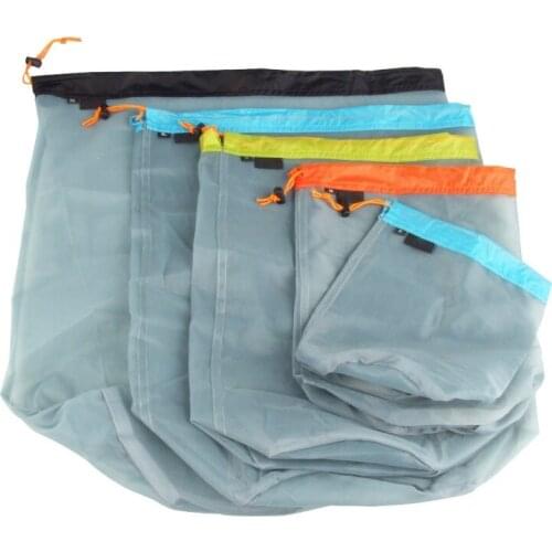 Ultralight Drawstring Mesh Stuff Sack Storage Outdoor Bag for Tavelling Camping Hike Climbing Laundry Cloth Pouch Travel Kits 1