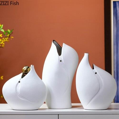 Dolphin Flower Vase Animal Ceramic Statue Flowers Pot Floral Artwork Desk Decoration Abstract Dolphin Vases Nordic Home Decor