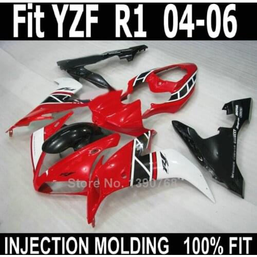 High quality ABS fairings for Yamaha injection molding YZF R1 2004 2005 2006 red white black fairing kit YZFR1 04 05 06 NV50
