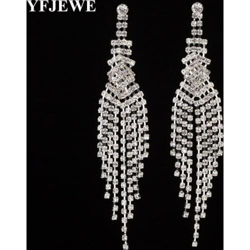 YFJEWE Fashion Jewelry for Women Trendy Tassel Full Rhinestone Crystal Drop Earrings Elegant Wedding Accessories Jewelry E463