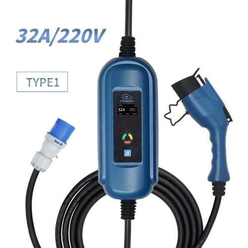 Adjustable Level2 EV Charger 32A 5M Cable SAE J1772 Type 1 Portable Controlle Electric Vehicle Charging Stations for Leaf Tesla