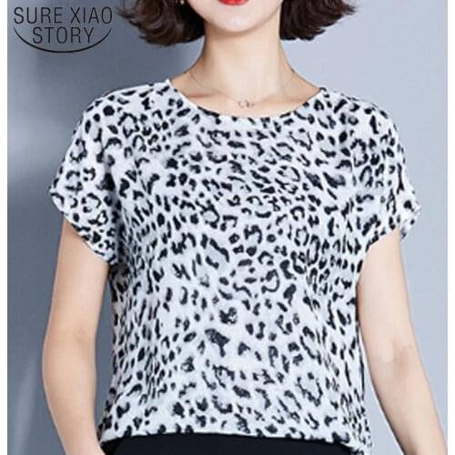 2019 New plus size Leopard short sleeve T-shirt female women tops fashion short sleeve shirt blusas 3427 50