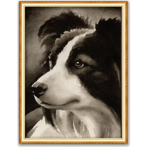 Animal Border Collie DIY 11CT Cross Stitch Embroidery Kits Needlework Craft Set Cotton Printed Canvas Home Decoration Wholesale