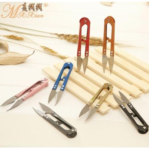 1Pcs Multicolor Trimming Sewing Scissors Nippers U Shape Clippers Yarn Stainless Steel Embroidery craft Scissors Tailor