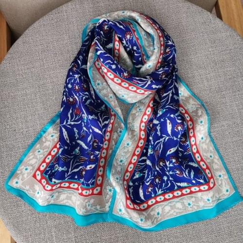 100% Pure Silk Scarf Women Designer Floral Muslim Hijab Scarves and Shawls Luxury Brand Long Bandana Foulard Femme Bufanda Mujer
