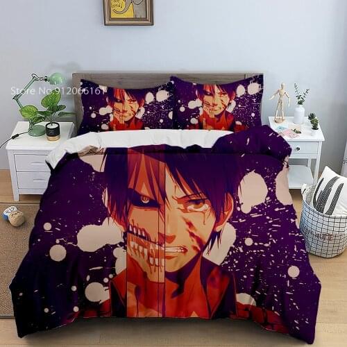2/3 Pcs Attack on Titan Duvet Cover Boy Teen Bedding Set For Bedroom Home Textile Bedclothes Twin Single Bed Cover Set Decor