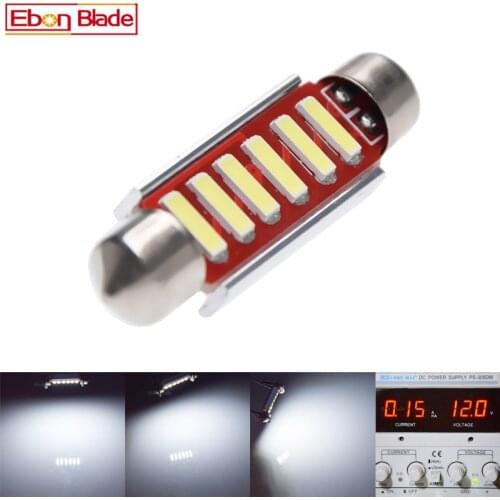 2 x Cool White Canbus 41mm 42mm 6 SMD Festoon SV8,5 C10W 264 7020 LED Interior Reading Bulbs Car License Plate Light 12V DC