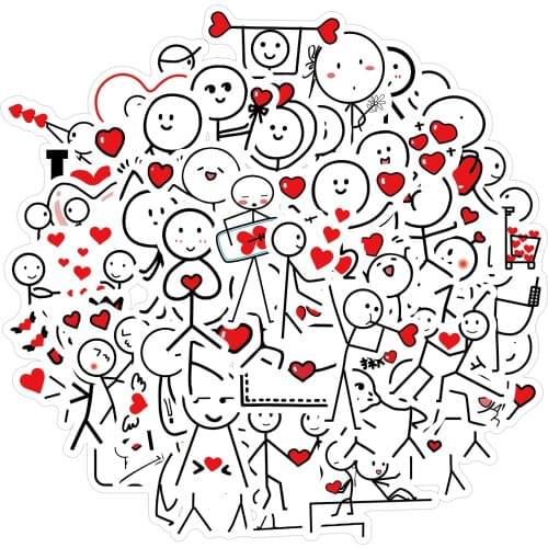 25/50PCS Cartoon Matchstick Men Kawaii Stickers For Refrigerator Suitcase Skateboard Pad Computer Notebook Computer Decals