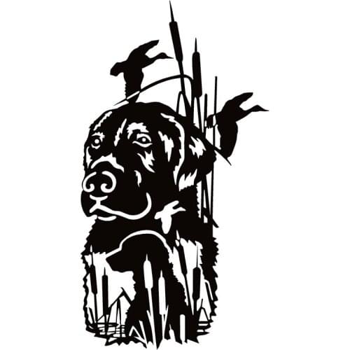 40643# Die-Cut Vinyl Decal Lab and Ducks in Cattails Car Sticker Waterproof Auto Decors on Car Body Bumper Rear Window