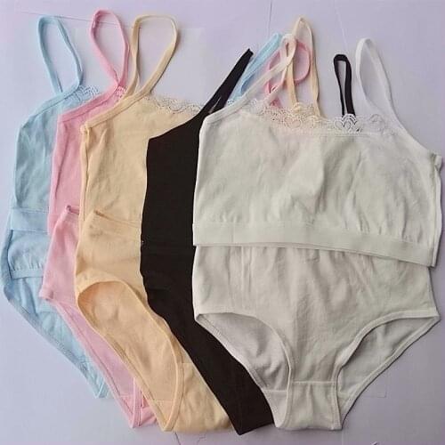 5 X Lace Training Cotton Bra Set for Girls Children Bra Teenagers Lingerie Teen Bra Set Teenage Underwear Girls